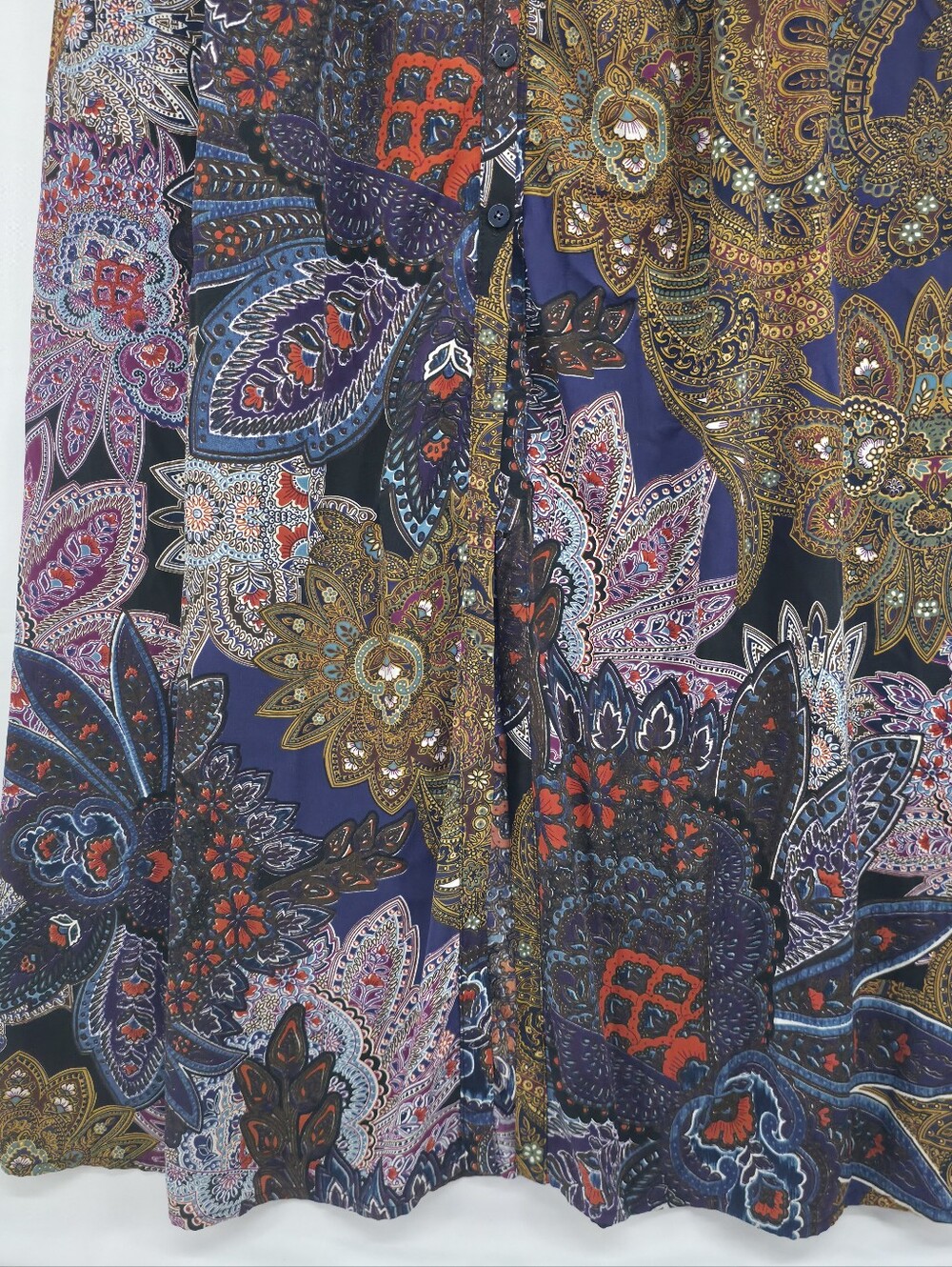 Anthropologie Vanessa Virginia Paisley Maxi Skirt Boho Button Front Slit Medium - Picture 6 of 16